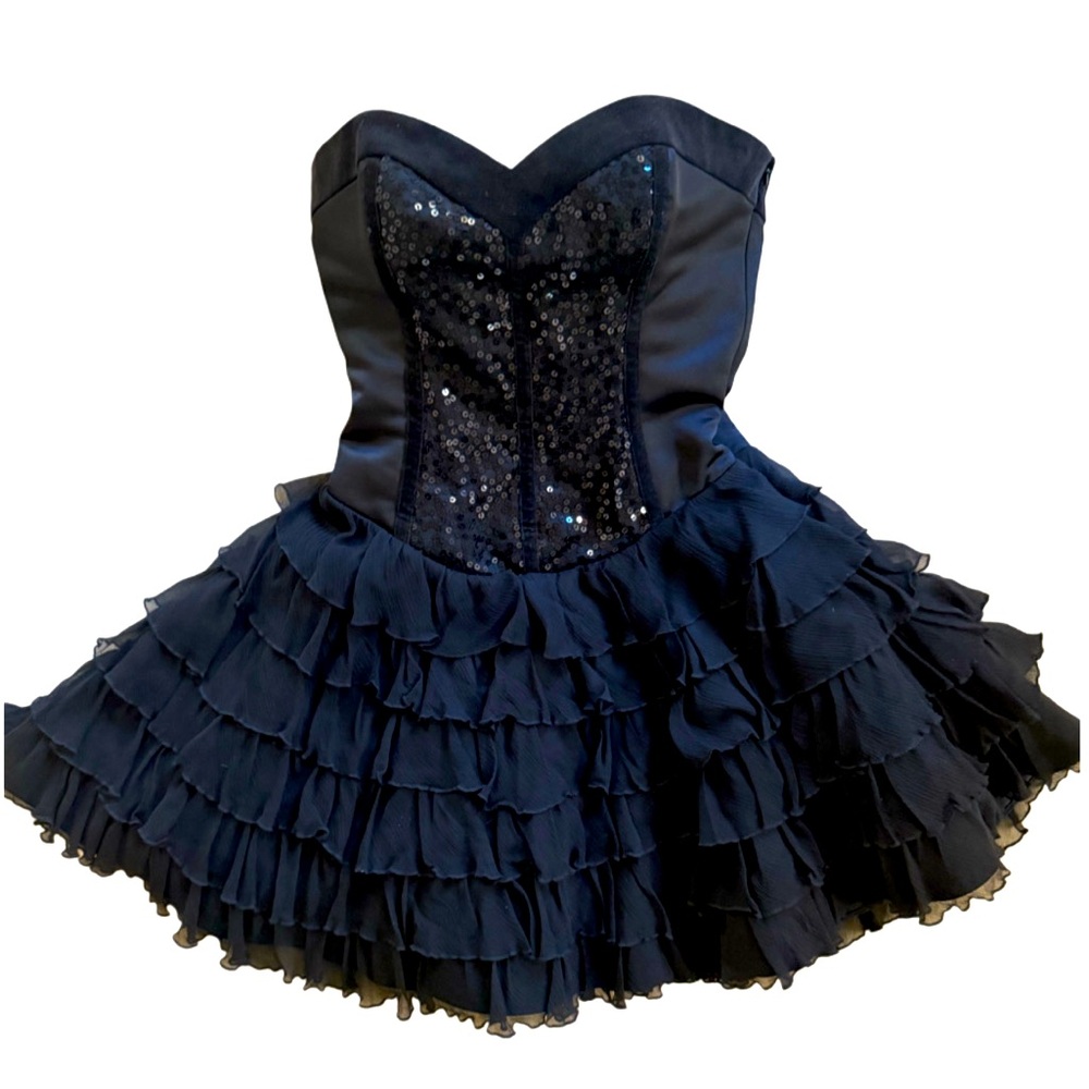 Betsey Johnson Corset Dress with Velvet, Sequins, and Ruffled Layers - Size 4